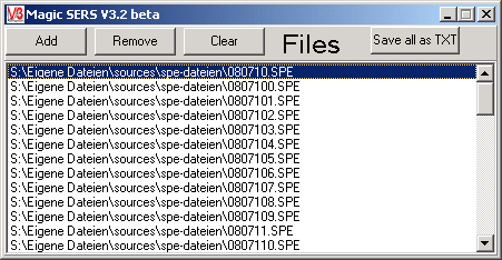 Screenshot vom MagicSERS3-StartFenster